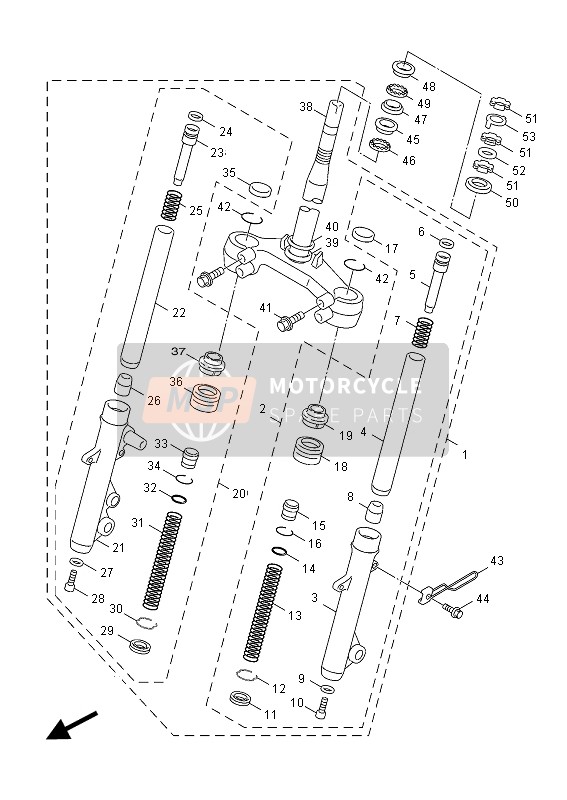 Yamaha NXC125-EA 2012 Voorvork voor een 2012 Yamaha NXC125-EA